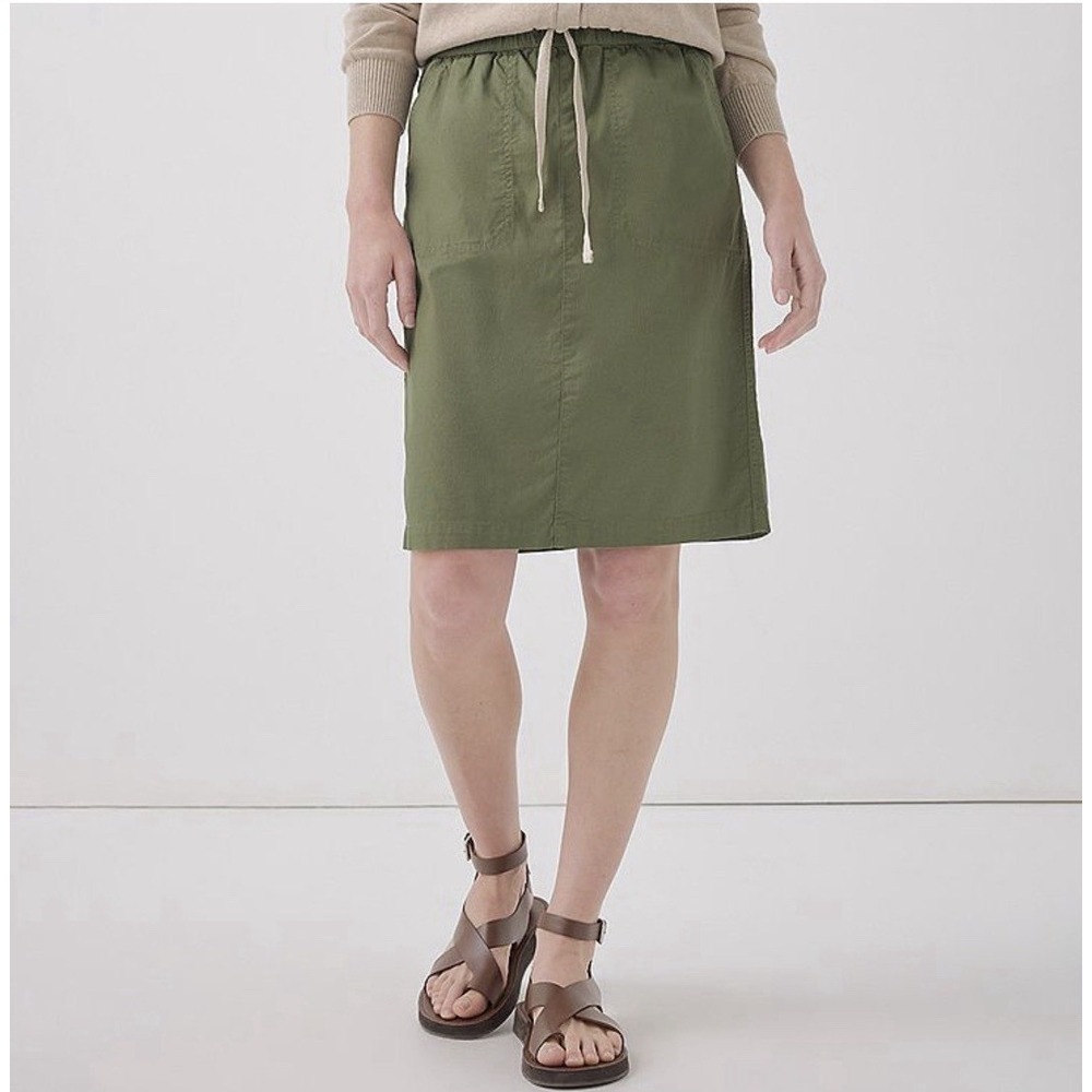 Pact Organic Cotton Daily Twill Utility Skirt Olivine Green Size‎ XS Knee Length - Picture 2 of 14